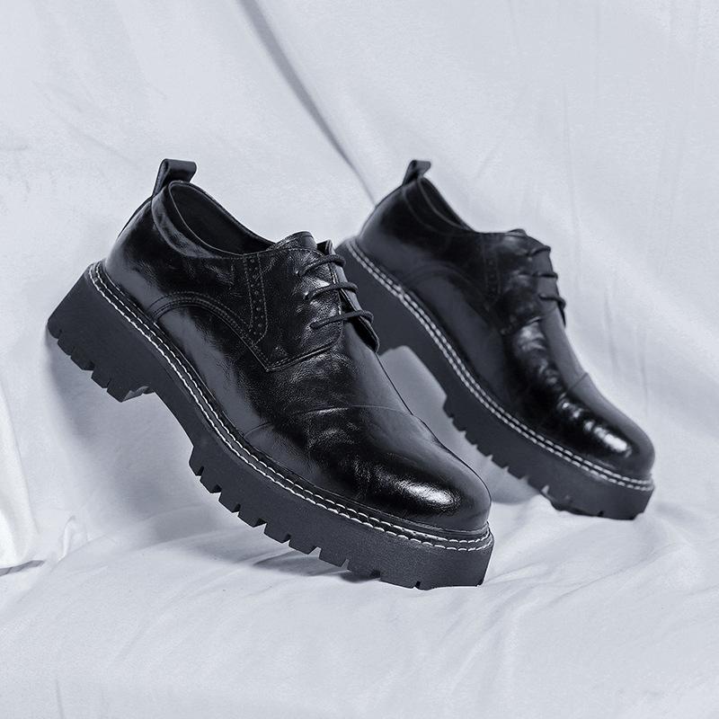MódaZvýšení Kožené Derby Boty pro Muže Módní Ležérní Designové Platformové Boty Pánské Anglické Černé Podzim Zima Pánské Společenské Boty