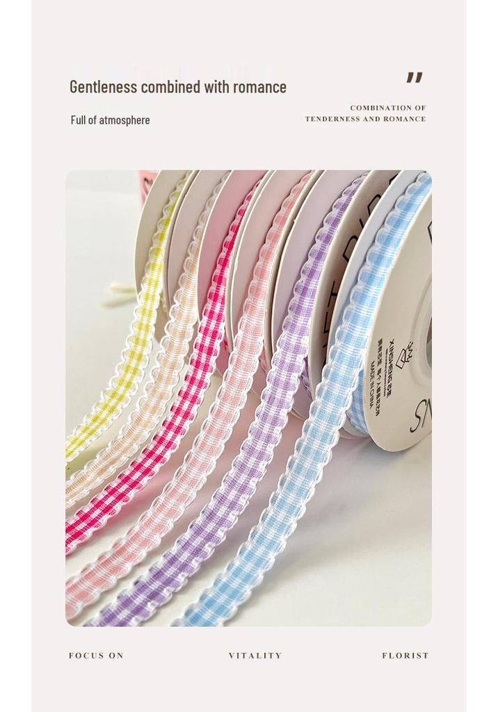 New Plaid Edge Ribbon for Floral Art & DIY Gift Wrapping