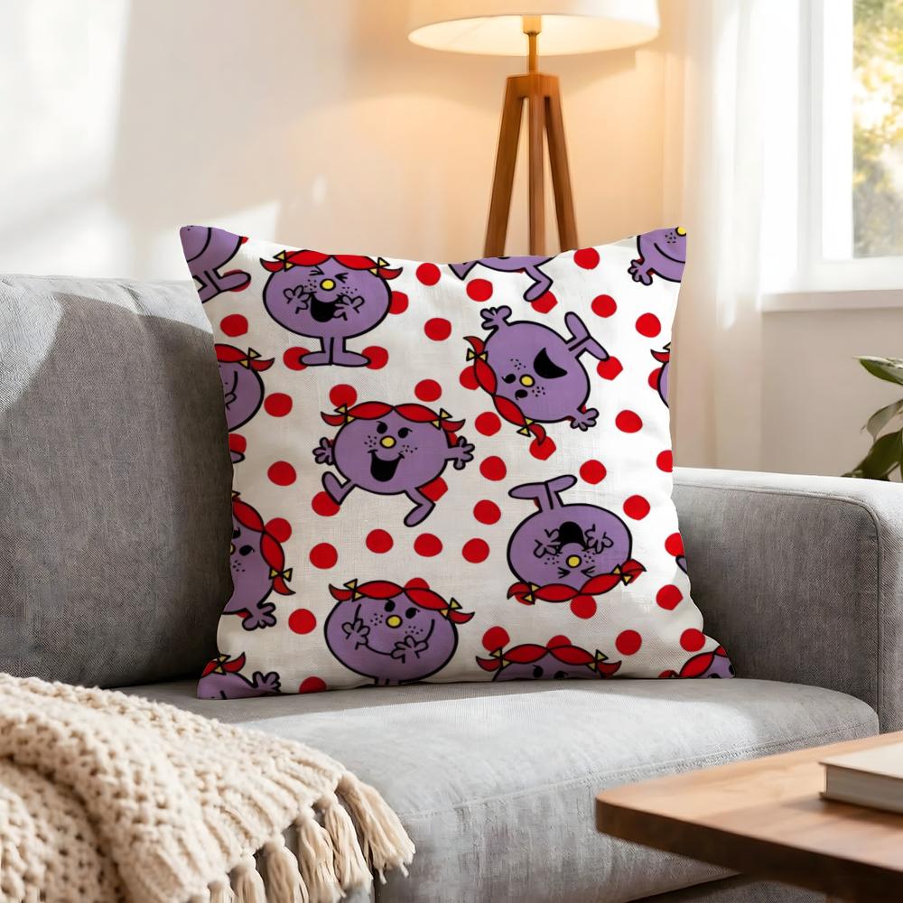 Mr. Men And Little Miss Cushion Cover 1Pcs Decorative Covers Soft Cushion Case For Sofa Couch Decor 40X40 45X45 Pillowcases
