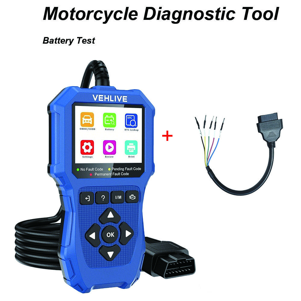 

Motor OBD2 Scanner Fault Code Reader Vehicle Motorcycle OBDII Diagnostic Tools Voltage Charging Test for Yamaha Honda Suzuki BMW синій