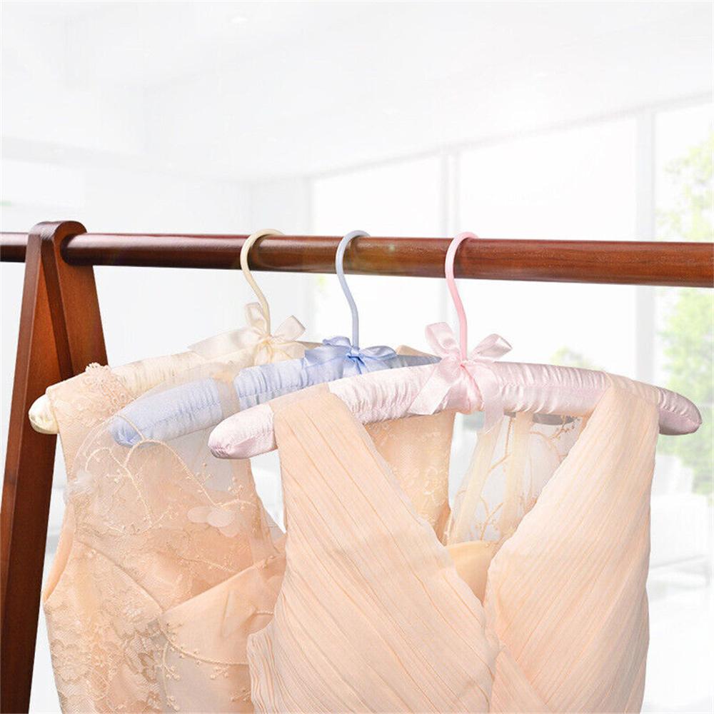 1PC Satin Padded Clothes Hanger Silk Wrapped Coat Rack Wrinkle Non-slip Coat Hanger Dress Clothes Sponge Hanger