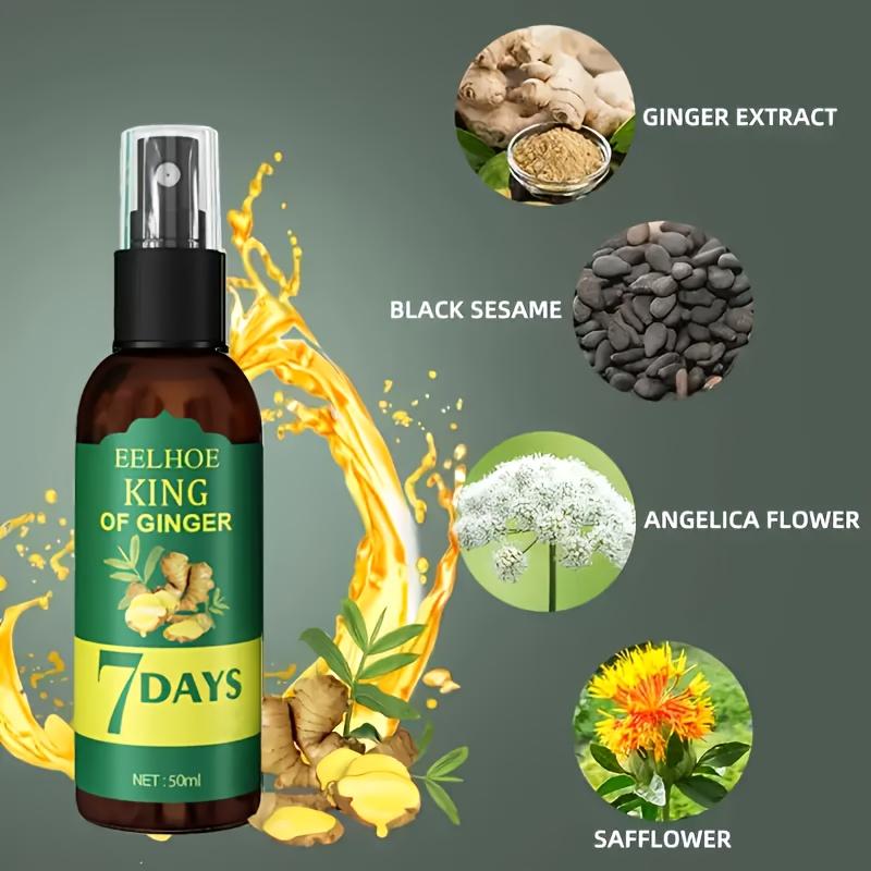 Huile capillaire au gingembre et sérum à la biotine, massage nourrissant du cuir chevelu au gingembre pendant 7 jours pour tous types de cheveux, soin hydratant, spray capillaire au gingembre
