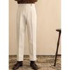 Pantaloni da abito casual da uomo a vita alta, dritti e larghi, con fibbia Naples Paris