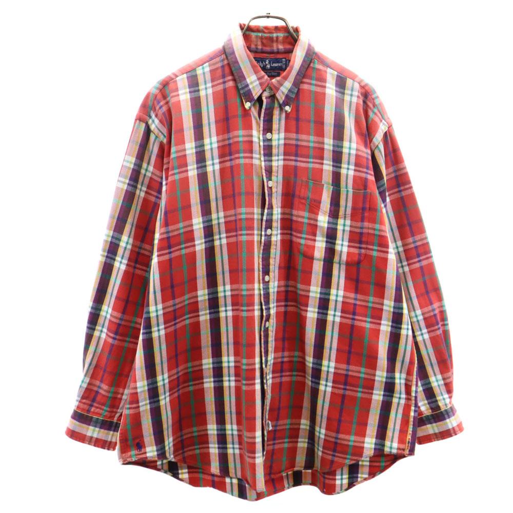 Ralph Lauren 80s 90s OLD THE BIG SHIRT Check Pattern Long Sleeve Flannel Shirt Men's Used