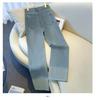 Women's Retro High Waist Patchwork Jeans - Slimming Straight Leg Cigarette Pants, Spring/Autumn 2025 Collection.