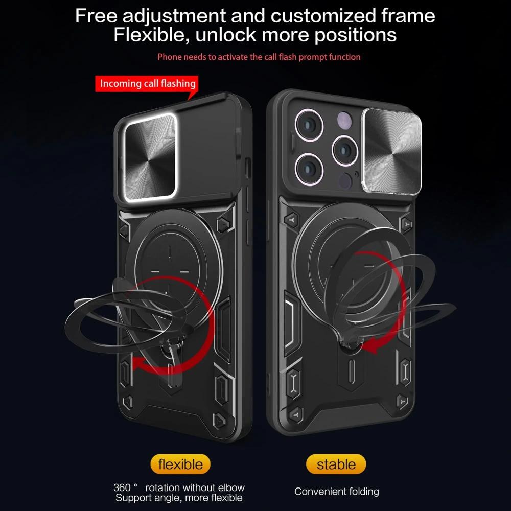 Protective Case with 360 Degree Rotating Kickstand Ring, for iPhone 15, 14, 13, 12, 11 Pro Max, 15 Plus, Poly XS, 8, 7