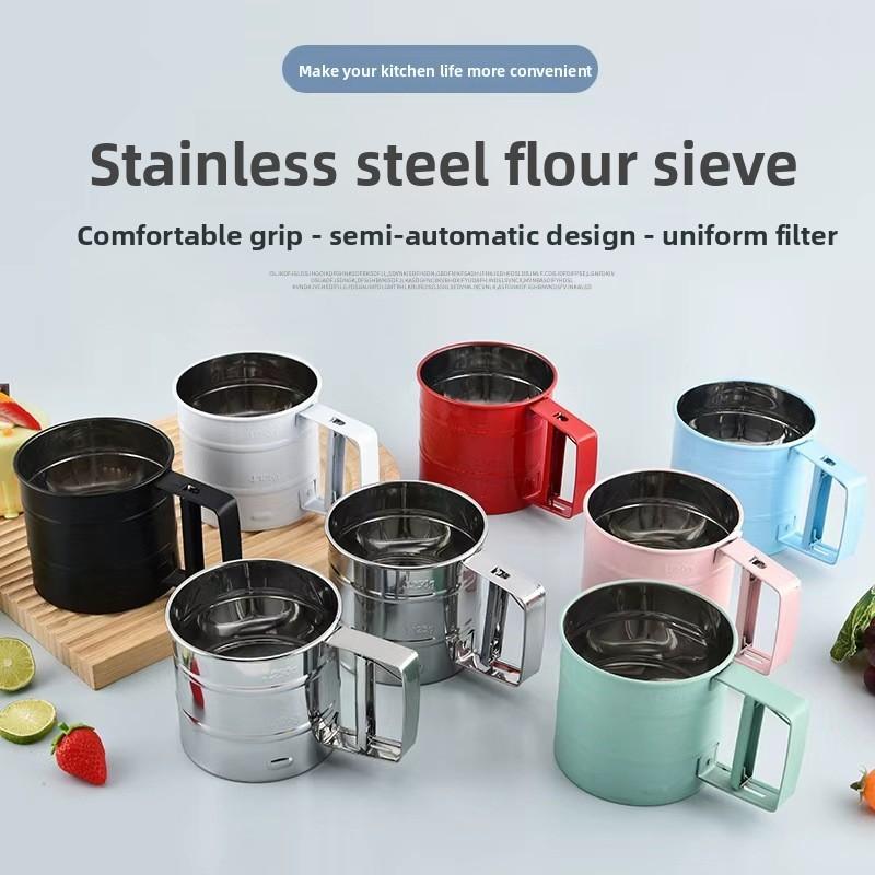 Stainless Steel Mesh Flour Sieve With Adjustable Handle For Home Baking And Food Preparation
