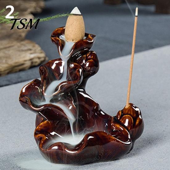Mini Chinese Style Incense Holder Mountain Stream Ceramic Burner