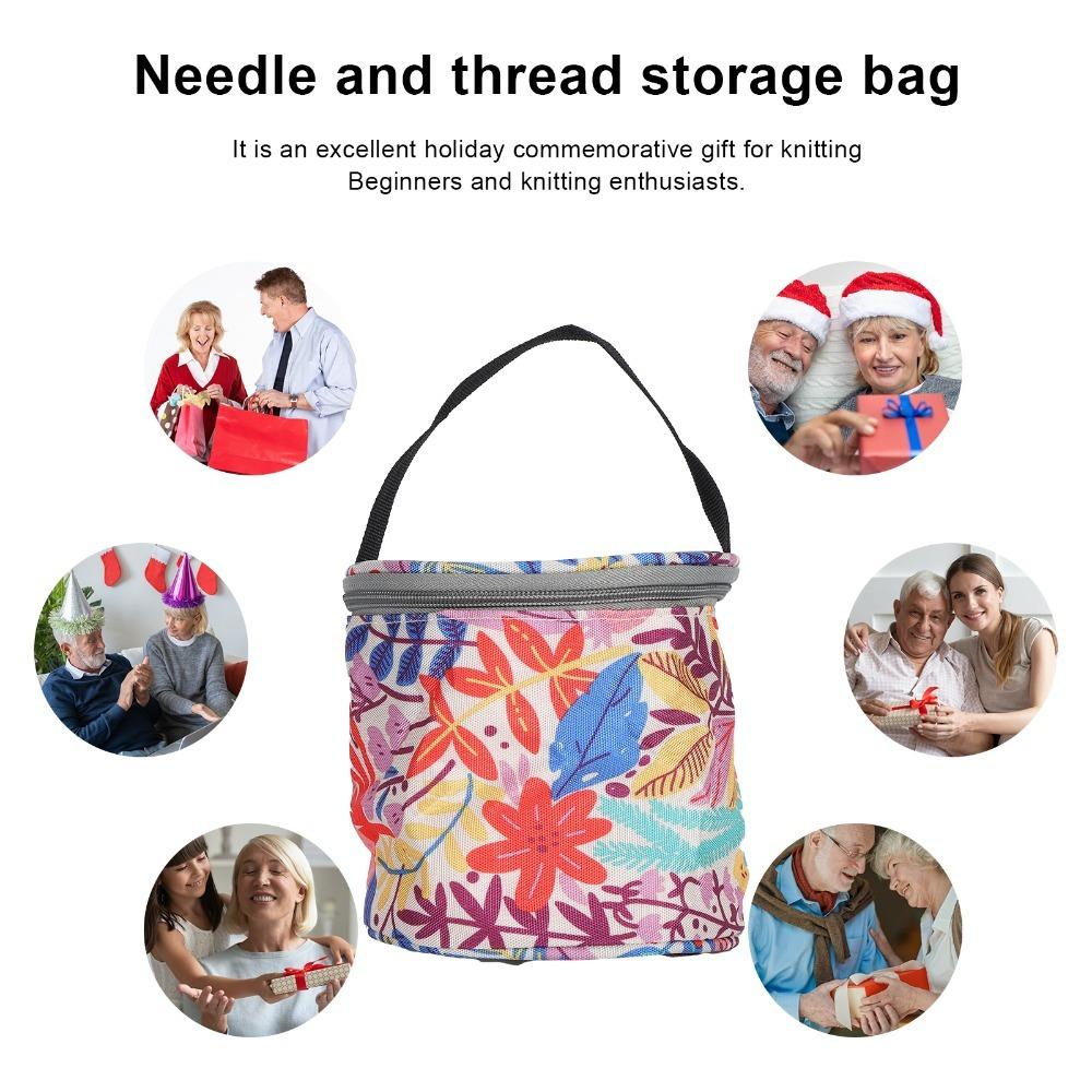 Bolsa de Tote Redonda Vacía para Almacenamiento de Tejido de Punto Estuche para Bolso de Ganchillo y Tejido Para Transportar Accesorios de Ganchillo
