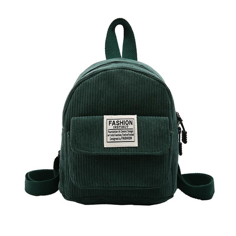 Schoolbag Korean Mini Backpack Cute Commuter Small Cosmetic Bag Strip Flannel Student Casual Solid Color Simple Backpack Schoolbag