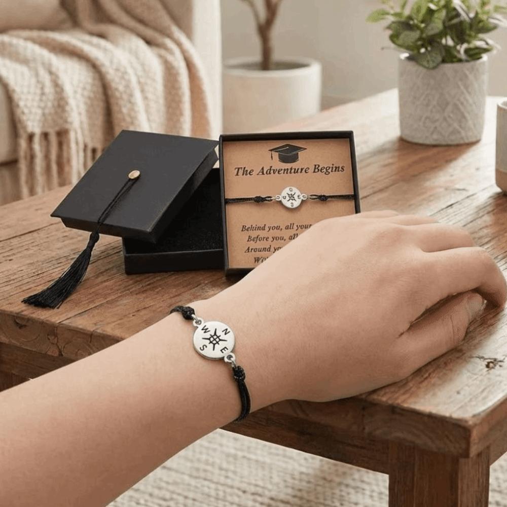 Hand Woven Compass Charm Wristband Friendship String Bracelet College Graduation