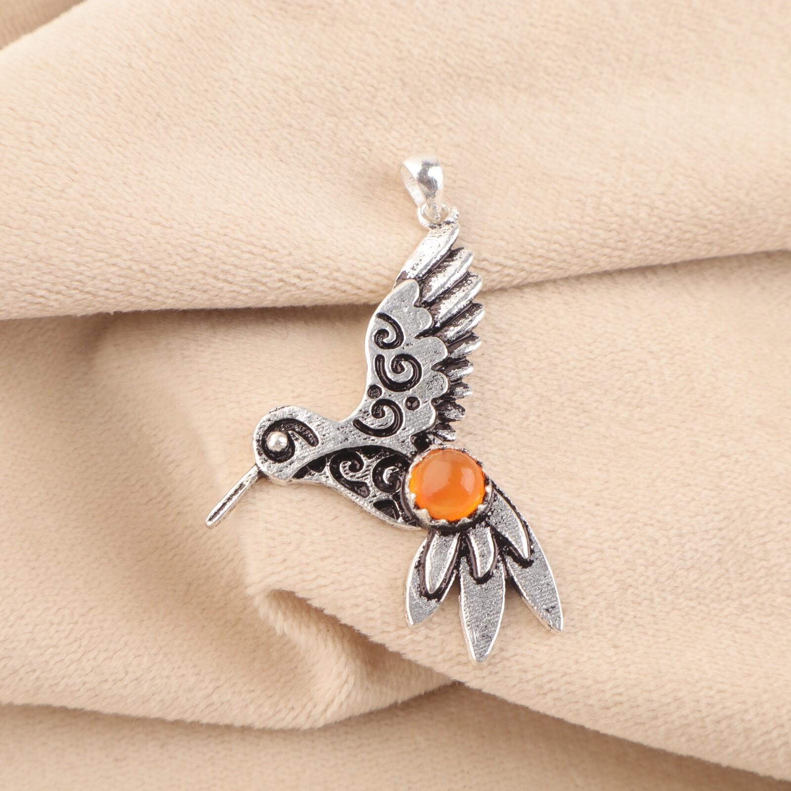 

Rare Carnelian Gemstone 925 Sterling Silver Jewelry July Birthstone Pendant 1.8 CP-20-25