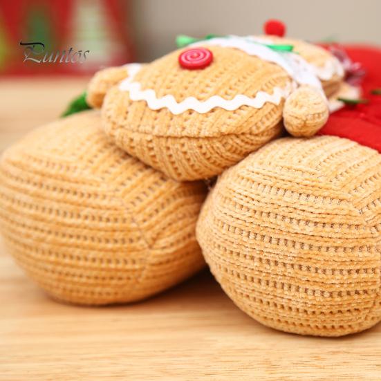 Warm Atmosphere Desktop Decorations Christmas Plush Gingerbread Man Figures with Hat Scarf, Cute Stuffed Family Handmade Polyester Ornaments