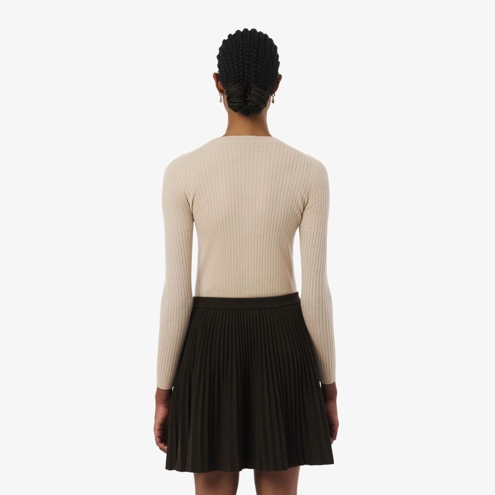 Lacoste Women's Fine Merino Wool Rib-Knit Long Sleeve Cardigan AF4141-56GX6F