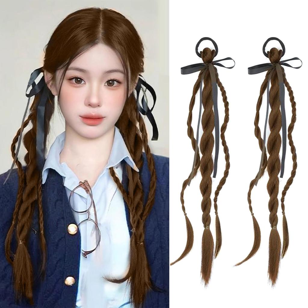Natunofu Braided Wig Baby Hair Ponytail Easy to Set of with Hair Hair Extensions for Adults and Fashion Accessory Extensions, Extensions, Wig, Attach,