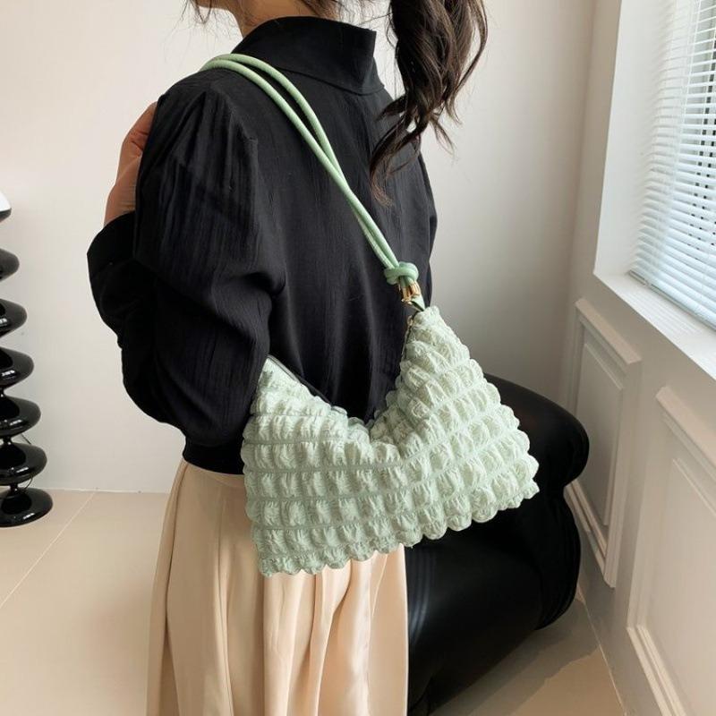 Small fresh bubble women's bag soft pleated armpit bag girl fashion trend simple shoulder bag