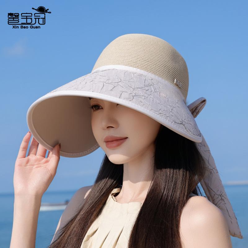 Summer Outdoor Sun Protection Hat Children Versatile Fashion Bow Straw Hat Beach Seaside Vacation Big Brim Sun Hat
