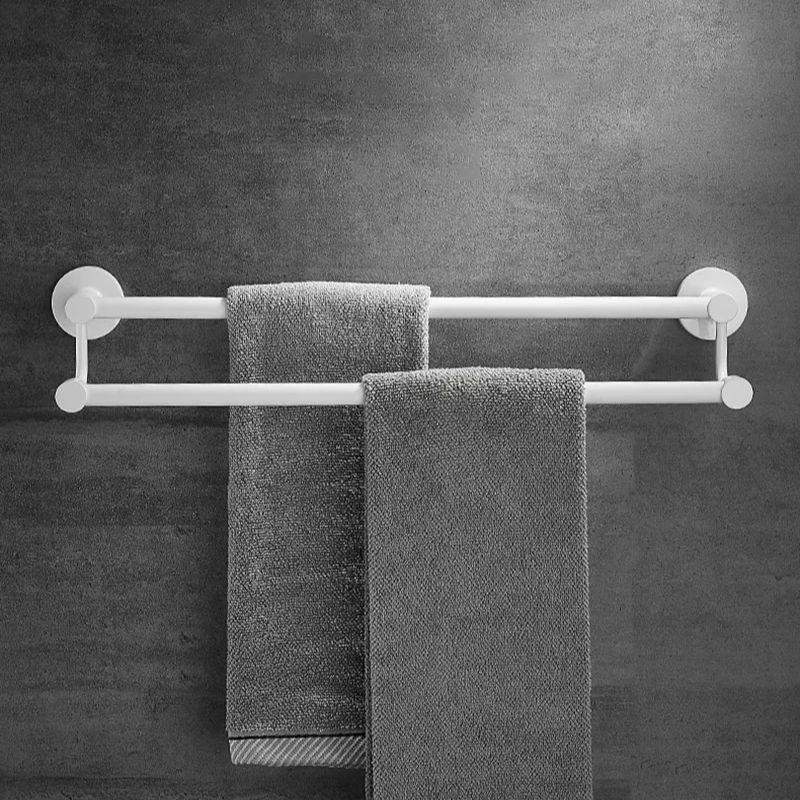 White Aluminum Bathroom Towel Rack Wall-mounted Single/Double Towel Rod Toilet Towel Storage Rack Bathroom Accessories