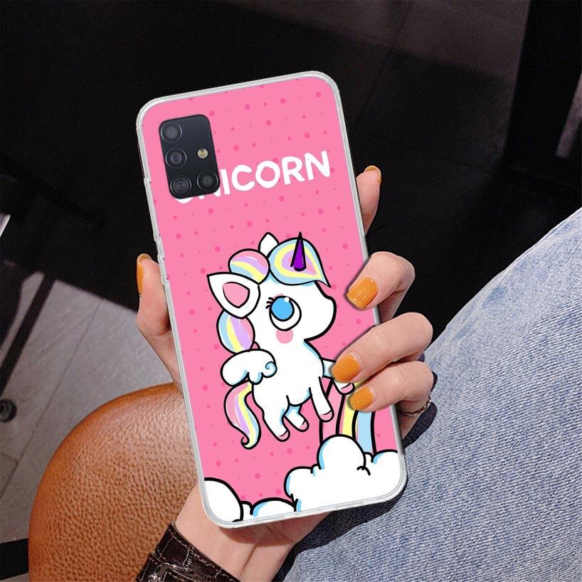 Pink Unicorn Rainbow Phone Case For Samsung Galaxy A52 A32 A22 A12 A51 A31 A50S A30S A20S A10S Note 20 Ultra 10 Plus S10 A72 A71