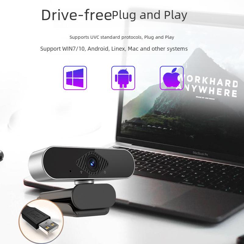 USB HD 1080P Webcam for Online Classes and Video Conferencing, Driver-Free
