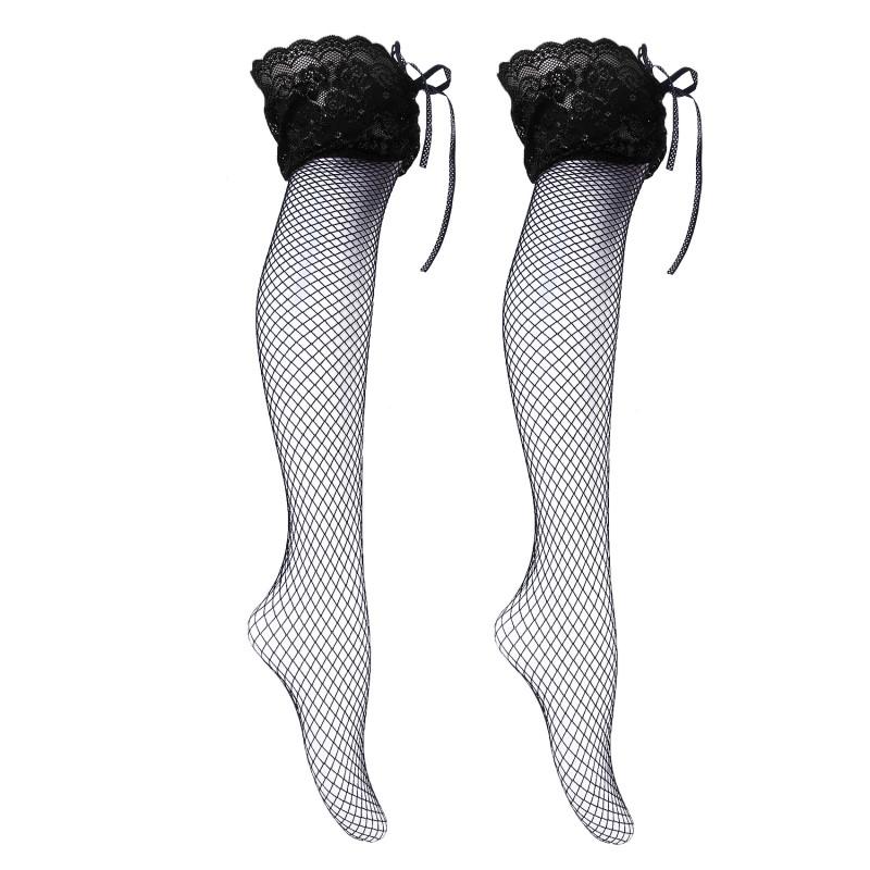 

Sexy Thigh Socks with Lace Straps Women s JK Over-the-knee Stockings Sexy Lace High Thigh Fishnet Socks Long Lolita Socks One Size