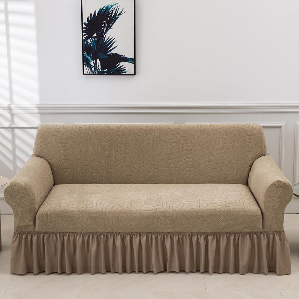 Jacquard Sofa Slipcover with Skirt Stretch Sofa Cover for Living Room Couch Covers Easy Fitted Washable Furniture Protector 1pc