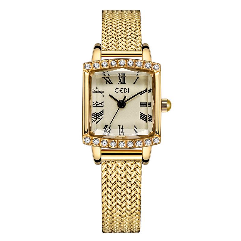 Light Luxury High-End Women S Watch Niche High-Value Square Plate Small Gold Ear Watch Women S Medieval Quartz Watch