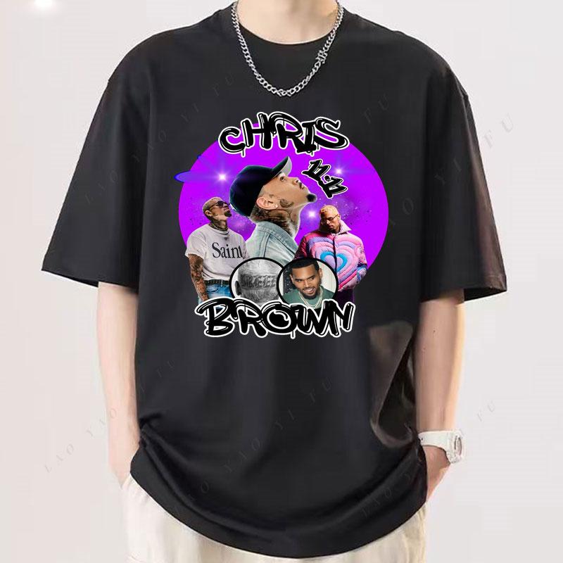 

New Fashion 2025 Fan Art for Chris Brown Concert T Shirt CBBreezy Bowl XX Tour Graphic TShirts S