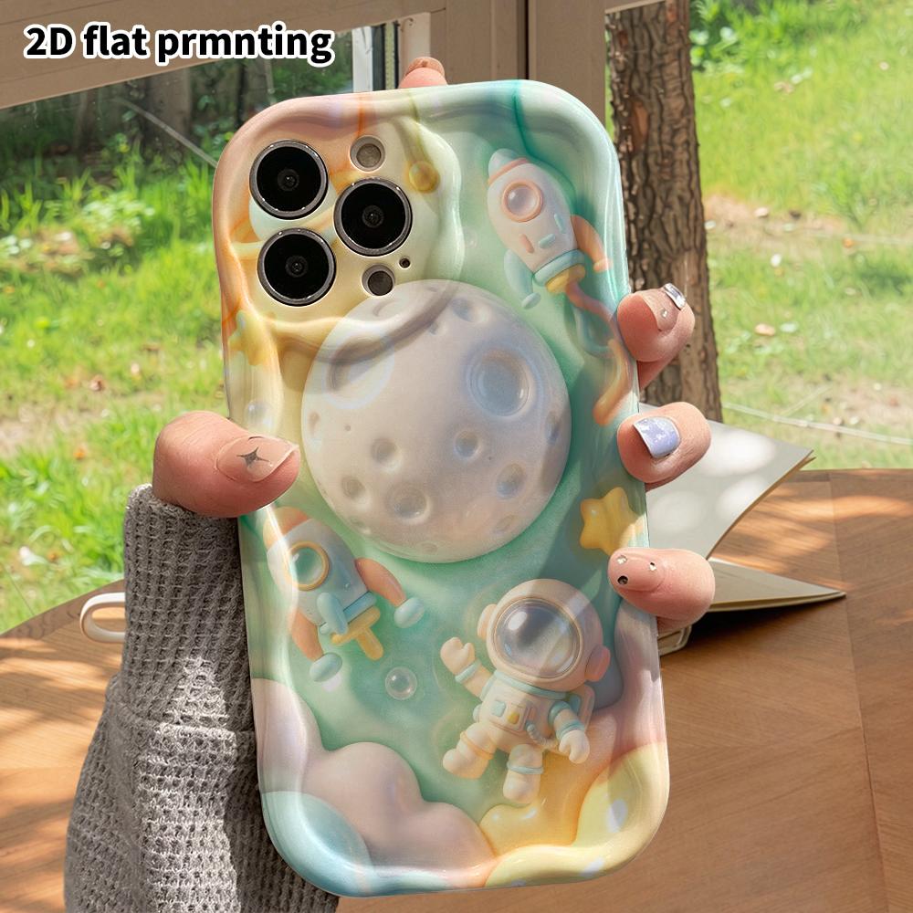 Phone case: 2D flat design, suitable for iPhone 18 17 16 15 14 13 Pro protective case, astronaut, perfect Christmas and Halloween holiday gift