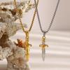MamacitaSlay 316L Stainless Steel Mixed Color Sword Necklace 18K Gold Plated Waterproof Jewelry Hip Hop Style Unique Necklace