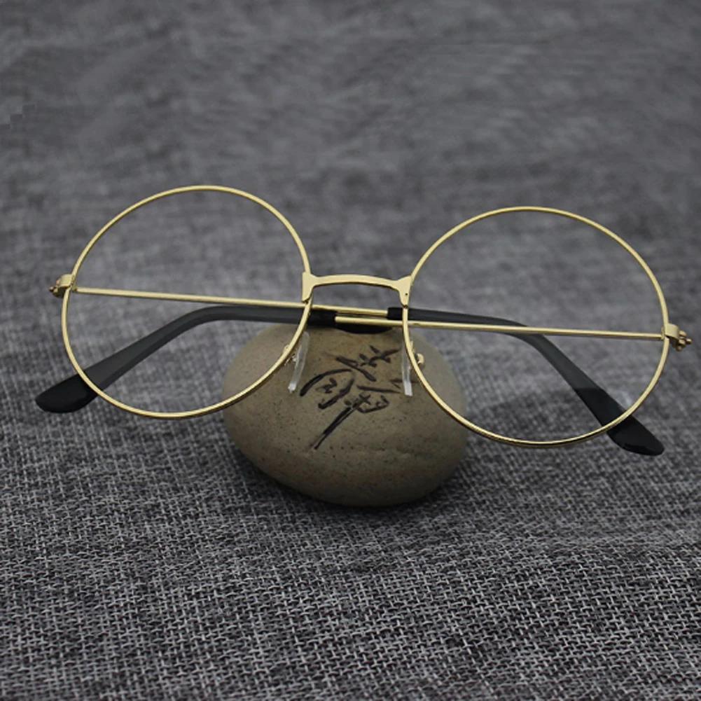 Round Frame Eyeglasses Simple Vintage Metal Frame Clear Lens Glasses Eyewear Oversized Circle Eye Glasses All Match for Students