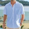 Camisa de Verano para Hombre Cuello de Solapa Color Sólido Botonadura Suelta Manga Corta Suave Transpirable Largo Medio Casual Formal Negocios Hombre Oficina