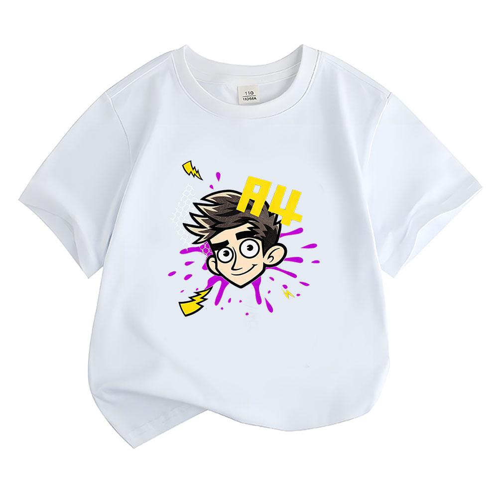 100% Cotton A4 Lambda Print Kids Round Neck T-Shirts Casual Clothing Summer Fashion Cool Tops for Boys and Girls