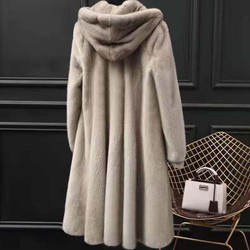 

New sable collar mink coat autumn and winter warm imitation fur coat artificial hair mink coat 6XL срібло сірий колір