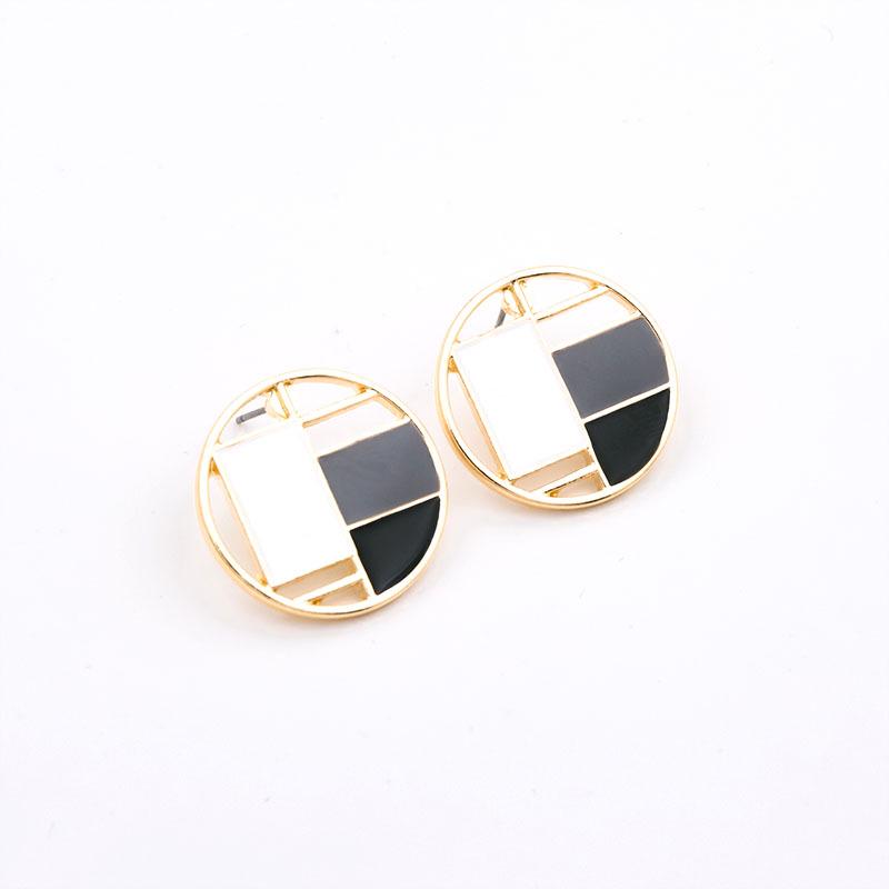 Trendy Geometric Drip Glaze Stud Earrings - Fashionable, Versatile, Simple Women's Design