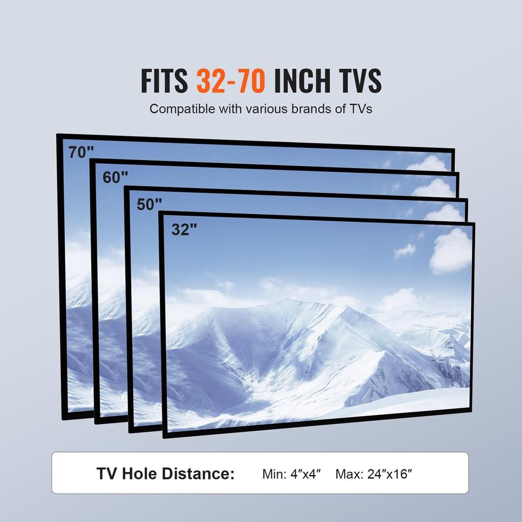 Mobile TV Stand, Mobile TV Cart for 32 to 70 inch TVs, Height Adjustable Portable TV Stand with Wheels, Double Tray for Audio-Visual Devices, Rolling