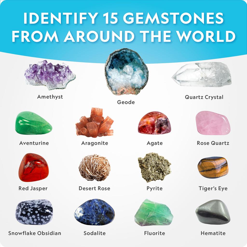 National Geographic Mega Gemstone Excavation Kit A science kit to excavate 15 real gemstones and A great gift for girls and A mining kit for mineral –