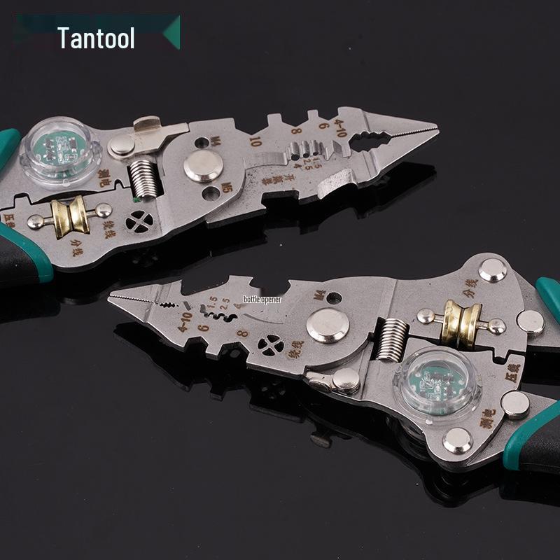 Multifunctional Electrician's Long Nose Pliers: Wire Stripper, Cutter, Voltage Tester, Puller, Folding Test Pen
