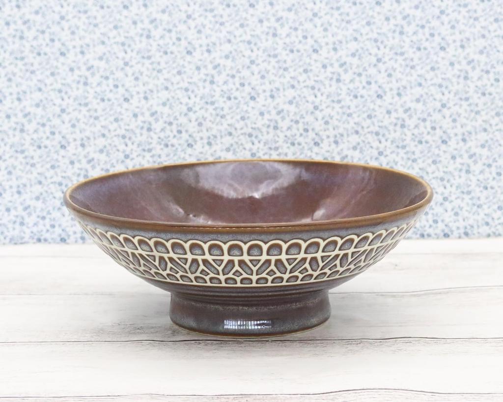 Castle Enterprises [15cm Shallow Bowl (Brown) Set of 10] Mino Ware Lace-Patterned Bowls for a Cute and Stylish Look. Recommended for Women.