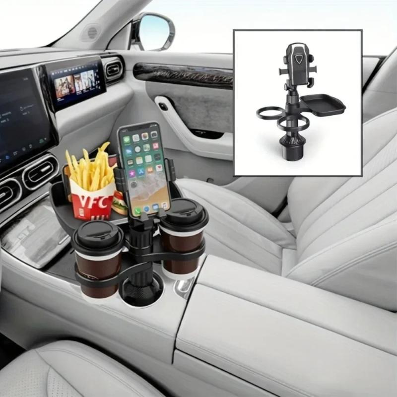 3-In-1 Detachable Car Cup Holder Tray-Expandable Food Table With 360° Rotating Design,Sturdy Base For Long Road Trips Table Tray