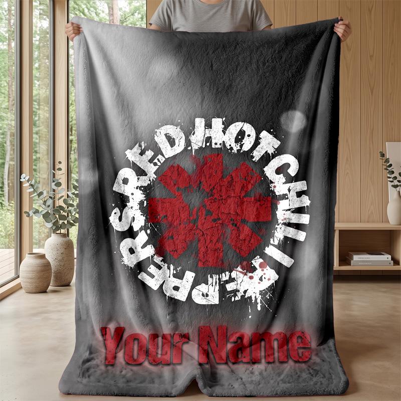 Red Hot Chili Peppers Custom Flannel Throw Blanket Print Your Name Text Soft Warm Blanket Holiday Present