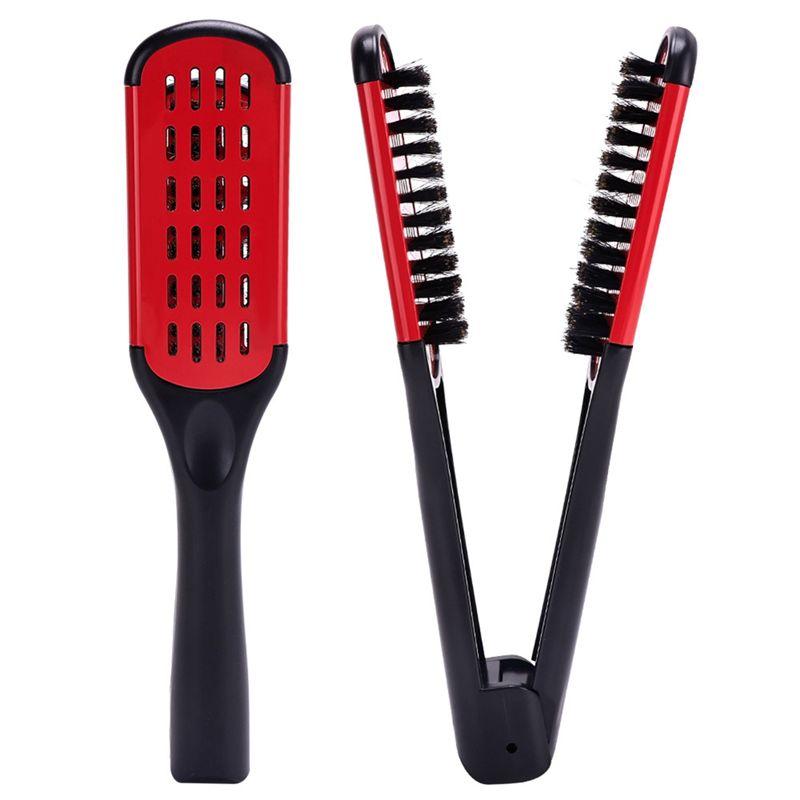 Good-Boar Bristle Double Sided Brush Comb Clamp Anti-Static Hair Straightener Tool Comb Hair Splint Comb