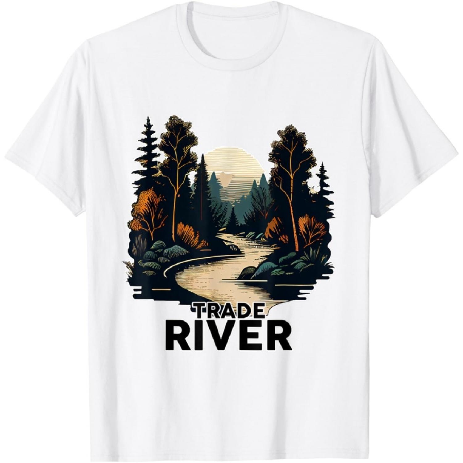 Trade River T-Shirt Retro Minimalist River Trade T-Shirt XXXXXL белый