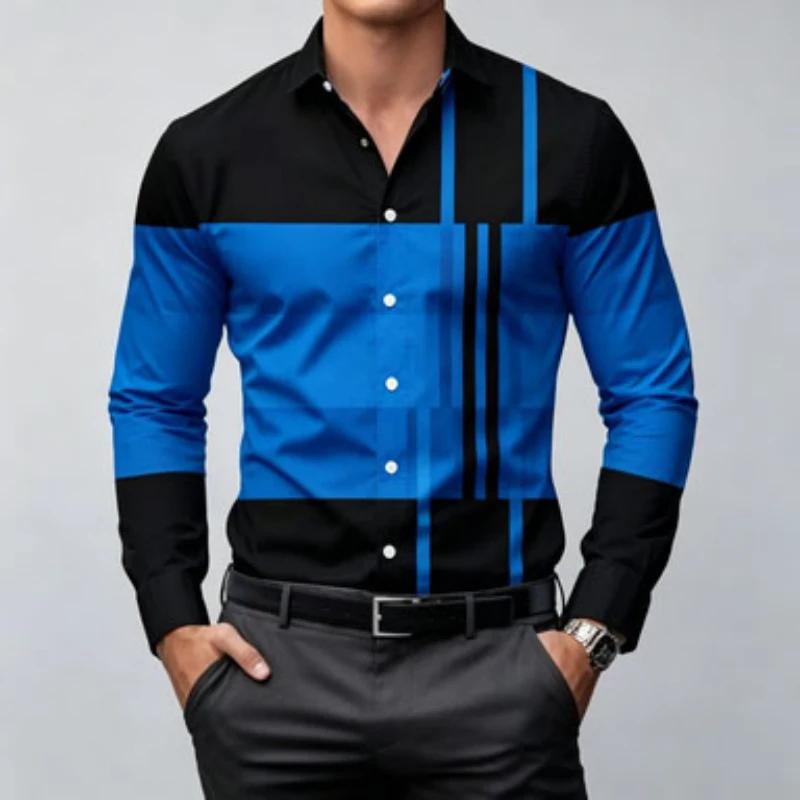 Geometric Pattern Long-sleeve Shirt, Stylish and Versatile for All Occasions.