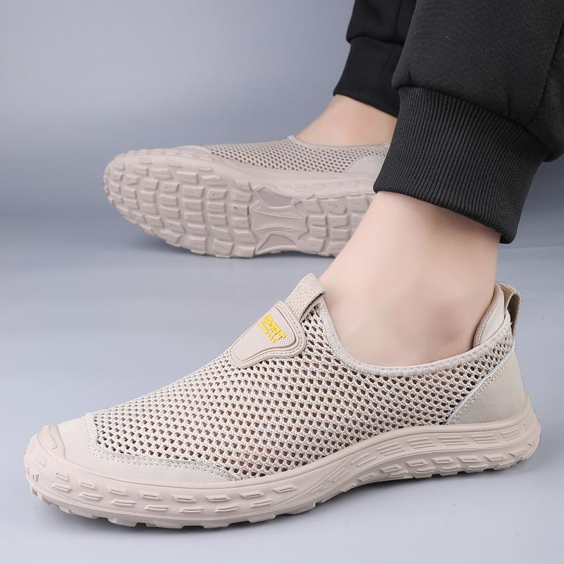 Mens Breathable Sneakers All-match Mens Slip on Shoes Hollow Out Mens Comfortable Loafers Luxury Brand Lightweight Flats for Men