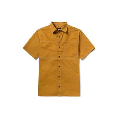 Pánska jednoradová ležérna pracovná košeľa s krátkym rukávom v pevnej farbe na vonkajšie použitie Pšenica A2D5SP47