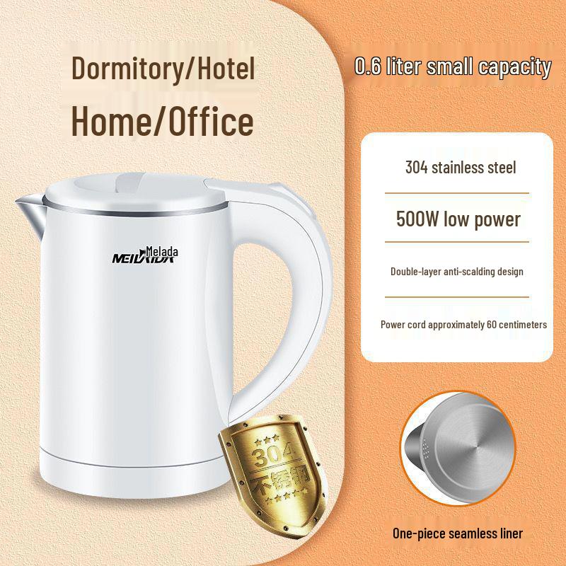 Компактный электрический мини-чайник 500 Вт, 0,6 л, для путешествий, общежитий и отелей