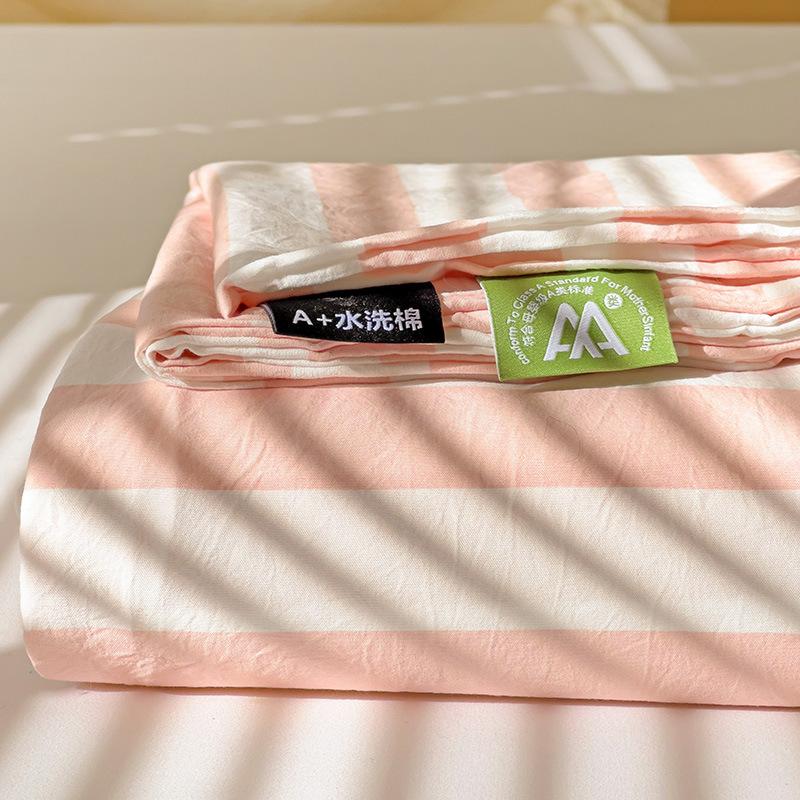 Buy washed cotton striped dirty single sheet for a single piece, thin bedspread for spring and summer, wholesale of student dormitory sheets.