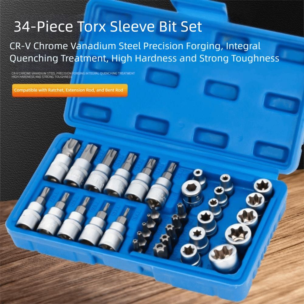 3/8" Drive Torx Bit Socket Set 1/2" Drive External Star Bits Set  Automotive Repairs