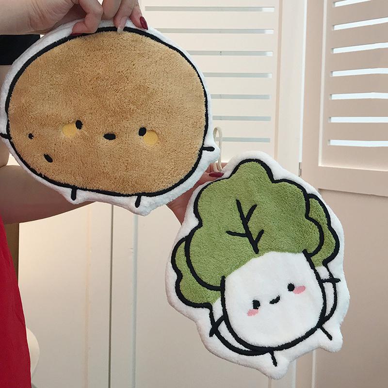 Kawaii Hand Towel Soft Absorbent Handkerchief Kitchen Towels Kitchen Bathroom Accessories Cleaning Cloth Hand Wipe